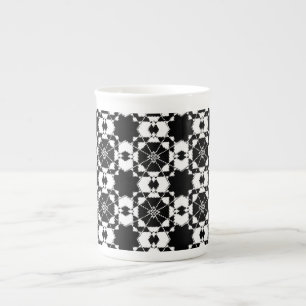 Minimalist retro check pattern – Monochrome design Bone China Mug