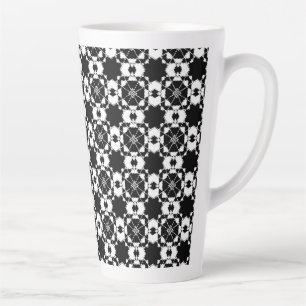 Minimalist retro check pattern – Monochrome design Latte Mug