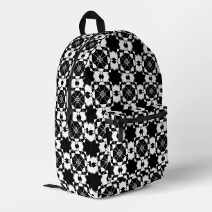Minimalist retro check pattern – Monochrome design Printed Backpack