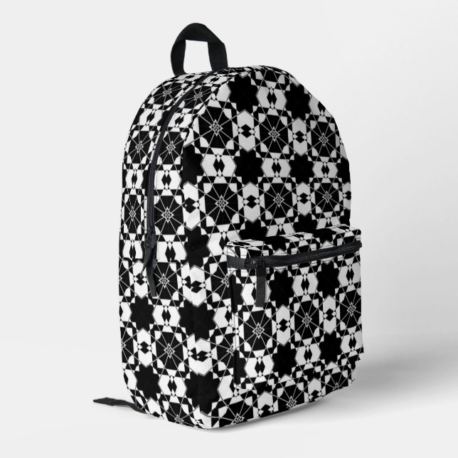 Minimalist retro check pattern – Monochrome design Printed Backpack (Back Corner Left)