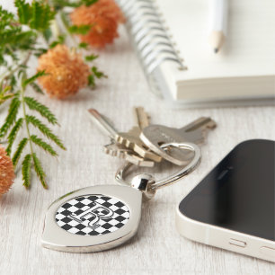 Minimalist Retro Chequered – Monochrome Streetwear Keychain