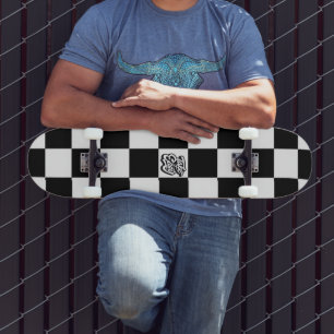 Minimalist Retro Chequered – Monochrome Streetwear Skateboard