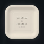 Minimalist Retro Cream Typewriter Custom Wedding Paper Plate<br><div class="desc">Retro Minimalist Typewriter Font Custom Wedding Paper Plates in Cream</div>