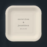 Minimalist Retro Cream Typewriter Custom Wedding Paper Plate<br><div class="desc">Retro Minimalist Typewriter Font Custom Wedding Paper Plates in Cream</div>