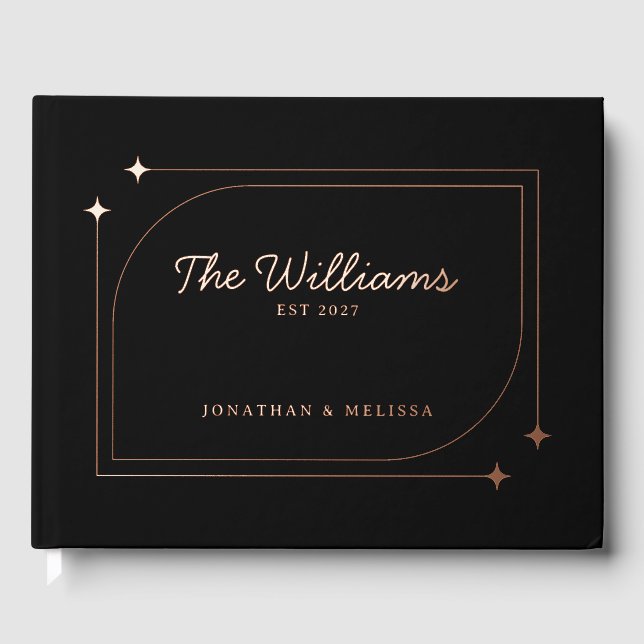 Minimalist Retro Foil Guest Book Photo Guestbook (Front)
