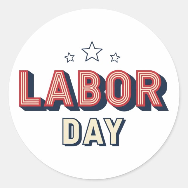 Minimalist Retro Labor Day Classic Round Sticker (Front)
