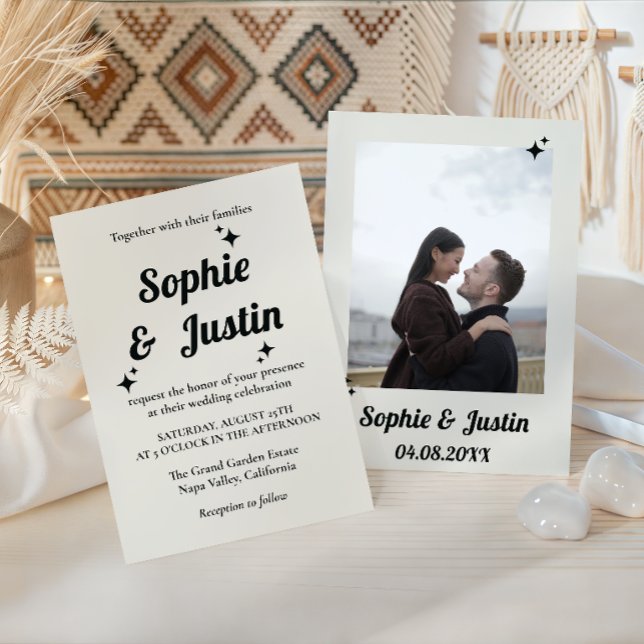Minimalist Retro Photo Wedding Invitation (Creator Uploaded)