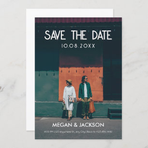 Minimalist retro photo wedding  save the date