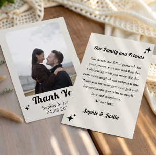 Minimalist Retro Photo Wedding Thank You Card