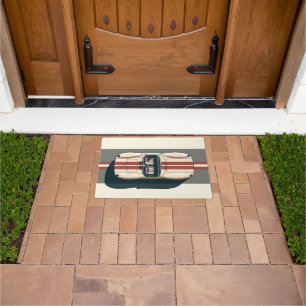 Minimalist Retro Racing Car Stripe Doormat