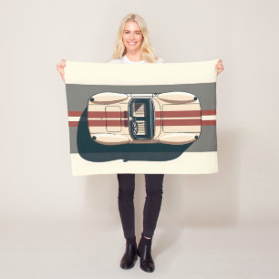 Minimalist Retro Racing Car Stripe Fleece Blanket