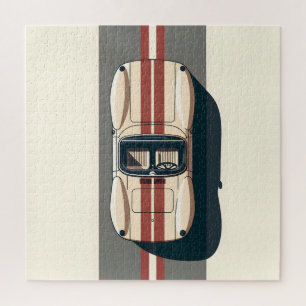 Minimalist Retro Racing Car Stripe Jigsaw Puzzle