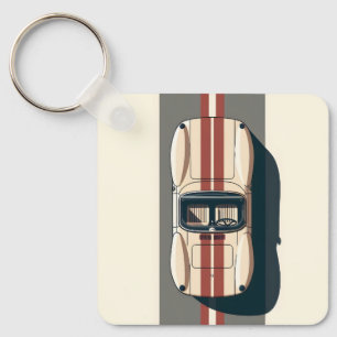 Minimalist Retro Racing Car Stripe Keychain