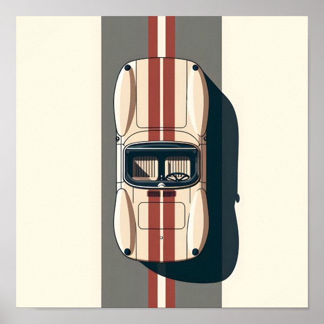 Minimalist Retro Racing Car Stripe Poster (Front)