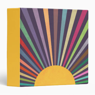 Minimalist Retro Rainbow Sun Rays Binder