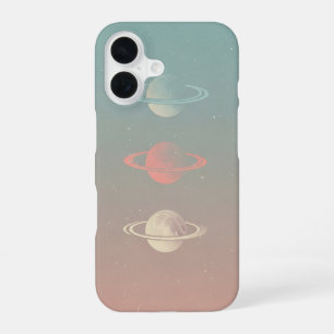 Minimalist Retro Ringed Moons Trio iPhone 16 Case