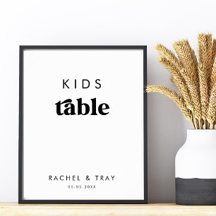 Minimalist Retro Script Kids Table Wedding Sign   