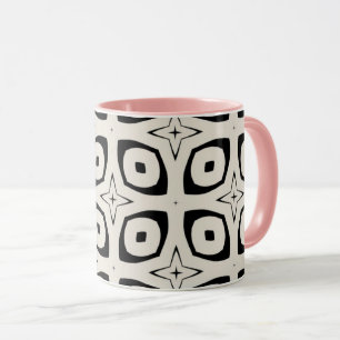 Minimalist Retro Squares Mug with Soft Pink Inside