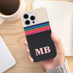 Minimalist Retro Stripe Initial Monogram iPhone 15 Pro Max Case<br><div class="desc">Minimalist Retro Stripe Initial Monogram Phone Case. Create your own personalized iPhone Case with custom initial name.</div>