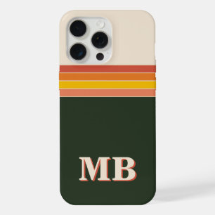 Minimalist Retro Stripe Initial Monogram iPhone 15 Pro Max Case