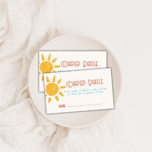 Minimalist Retro Sun Diaper Raffle Baby Shower  Enclosure Card