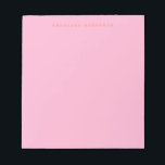 Minimalist Retro Typewriter Font Personalized Pink Notepad<br><div class="desc">Stay organized in style with this minimalist pink and orange personalized notepad. Featuring a soft pastel background and a simple yet elegant name in typewriter-style font, this design is perfect for daily notes, to-do lists, or journalling. Ideal for professionals, students, or anyone who loves chic stationery. A thoughtful custom gift...</div>