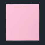 Minimalist Retro Typewriter Font Personalized Pink Notepad<br><div class="desc">Stay organized in style with this minimalist pink and orange personalized notepad. Featuring a soft pastel background and a simple yet elegant name in typewriter-style font, this design is perfect for daily notes, to-do lists, or journalling. Ideal for professionals, students, or anyone who loves chic stationery. A thoughtful custom gift...</div>