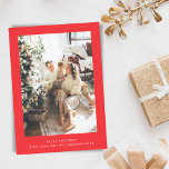 Minimalist Retro Typewriter Two Vertical Photo Red Holiday Card<br><div class="desc">Simple Minimalist Retro Typewriter Two Vertical Photo Holiday Card in Red</div>