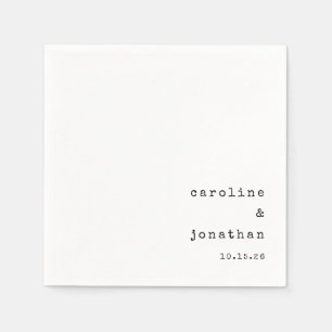 Minimalist Retro White Typewriter Custom Wedding Napkin