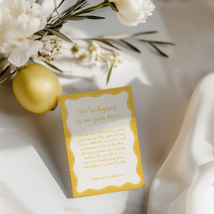 Minimalist Retro Yellow Wedding Welcome Thank You Card