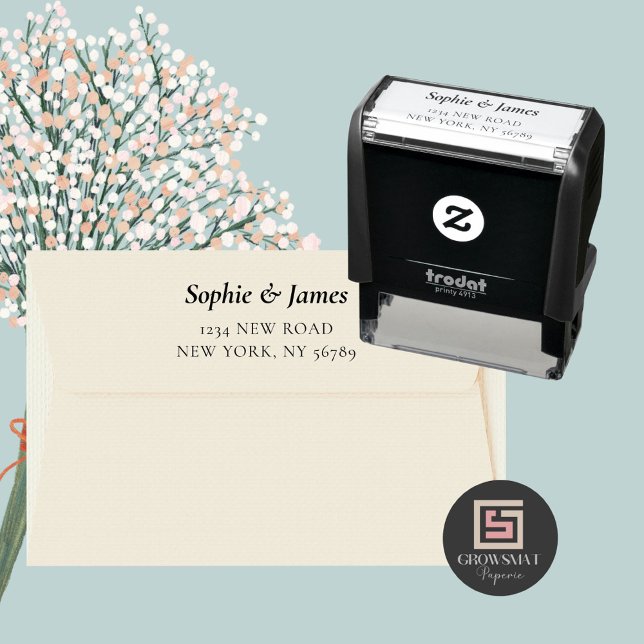 Minimalist Return Address Script Self Inking Stamp (Minimalist return address self-inking stamp)