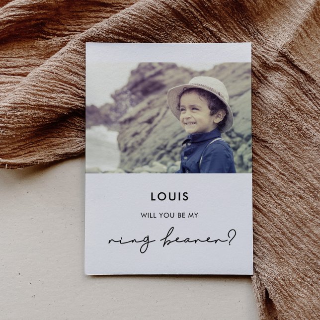 Minimalist Ring bearer proposal photo card (Creator Uploaded)