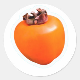 Minimalist Ripe Persimmon Fruit Sticker, Clean Ora Classic Round Sticker