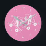 Minimalist Roller Skates Roller Skating Pink Round Clock<br><div class="desc">Minimalist White Roller Skates Drawing. Two quads roller skate illustration in white. Simple aesthetic roller skating,  roller skates modern illustration. White and pink roller skates illustration design,  gift for a roller skater.</div>