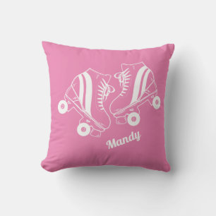 Minimalist Roller Skates Roller Skating Pink Throw Pillow