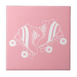 Minimalist Roller Skates Roller Skating Pink Tile<br><div class="desc">Minimalist White Roller Skates Drawing. Two quads roller skate illustration in white. Simple aesthetic roller skating, roller skates modern illustration. White and pink roller skates illustration design, gift for a roller skater. Roller skates pink aesthetic.</div>