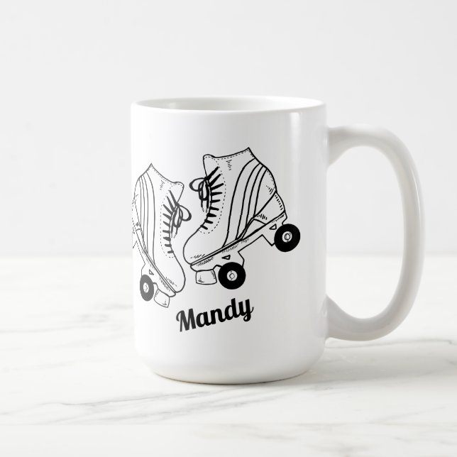 Minimalist Roller Skating Drawing Custom Name    Coffee Mug (Right)