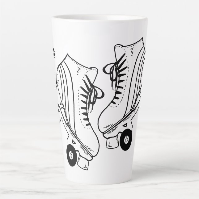 Minimalist Roller Skating Drawing Custom Name  Latte Mug (Front)