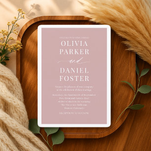Minimalist Romantic Dusty Pink Elegant Wedding Invitation