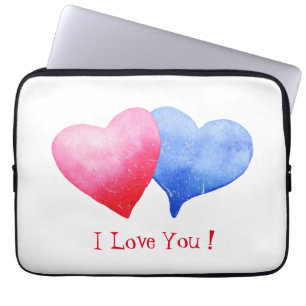 Minimalist Romantic I Love You Hearts Laptop Sleeve
