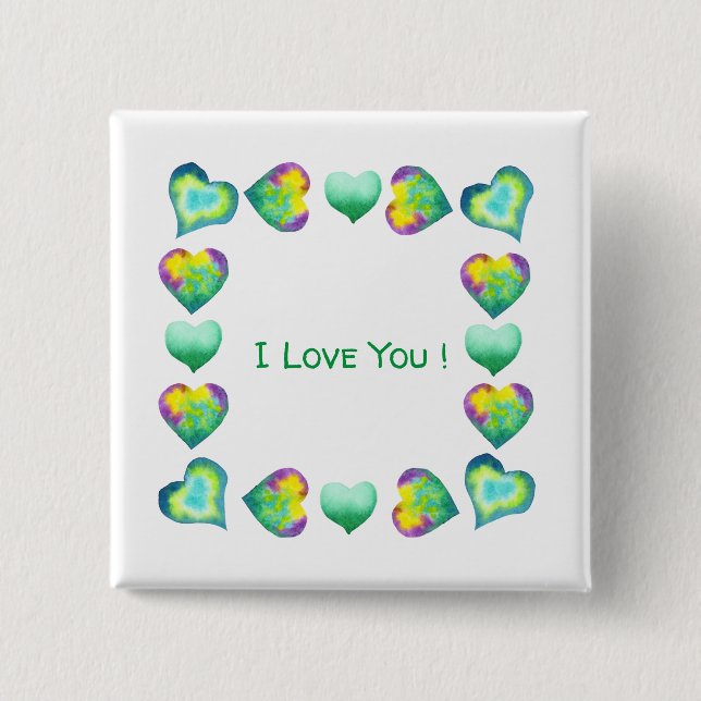 Minimalist  Romantic I Love You Valentine's Day    2 Inch Square Button (Front)