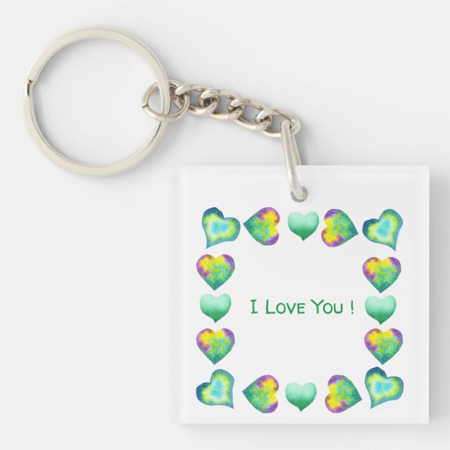Minimalist  Romantic I Love You Valentine's Day    Keychain (Front)