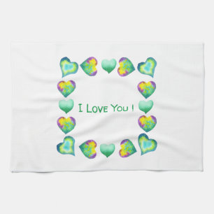 Minimalist Romantic I Love You Valentine's Day Kitchen Towel