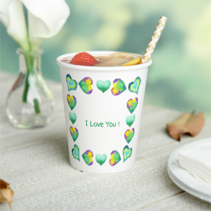 Minimalist  Romantic I Love You Valentine's Day    Paper Cups