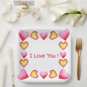 Minimalist  Romantic I Love You  Valentine's Day  Paper Plate