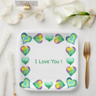 Minimalist Romantic I Love You Valentine's Day Paper Plate