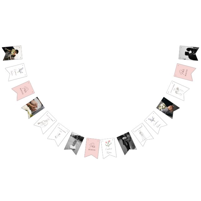 Minimalist Romantic Line Art Flowers Photo Booth Bunting Flags (All)