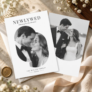 Minimalist Romantic Newlywed Christmas Two Photo  Holiday Card