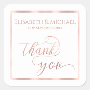 Minimalist romantic rose gold frame calligraphy square sticker