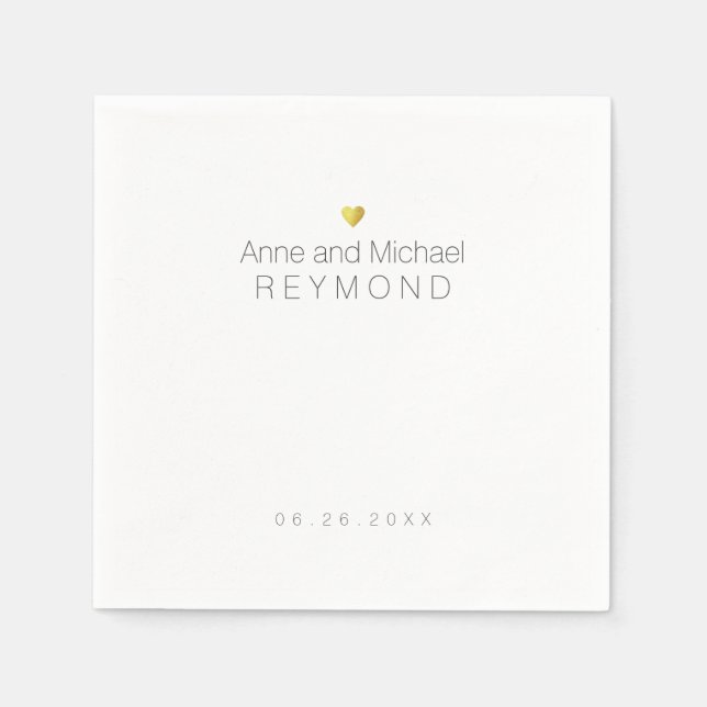Minimalist Romantic Wedding White Napkins (Front)